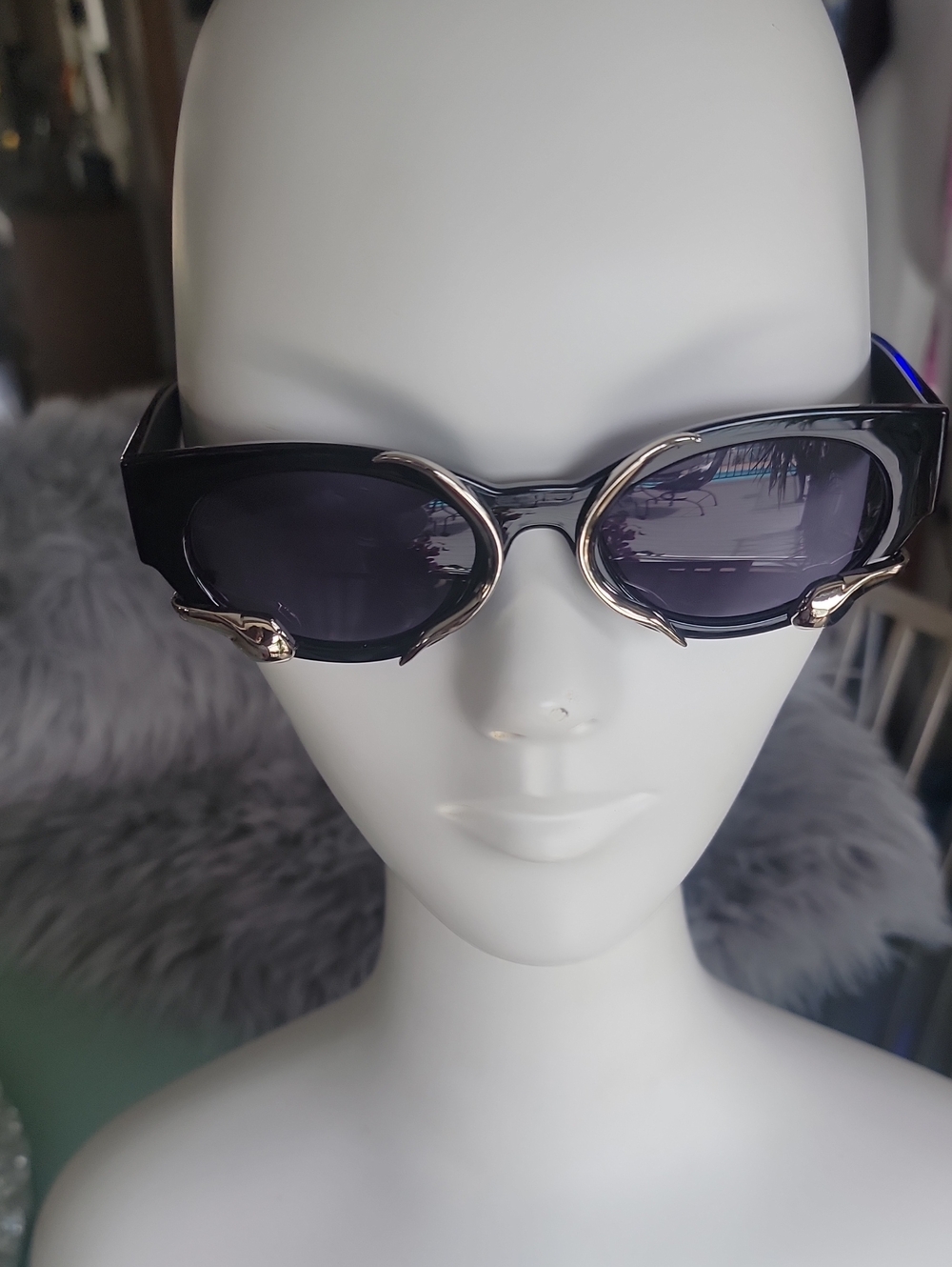 Black Sunglasses with Silver-tone Accents
